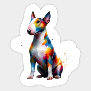 Colorful Miniature Bull Terrier in Artistic Splash Style Sticker